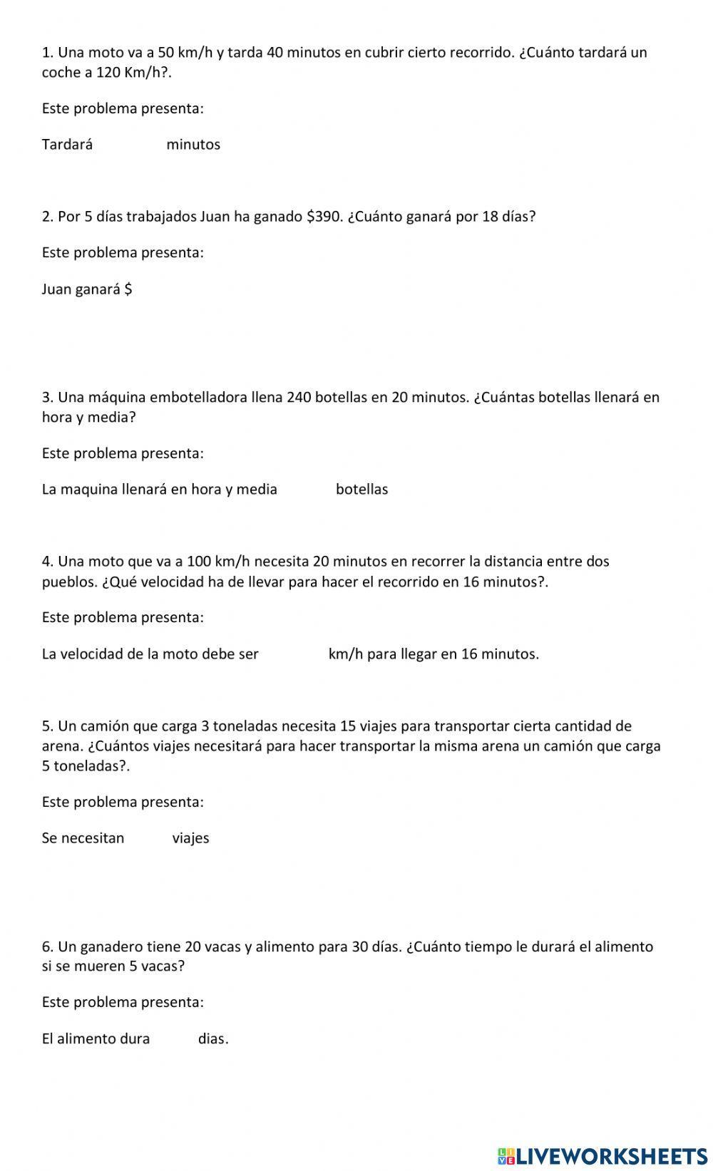 Proporcionalidad directa e inversa