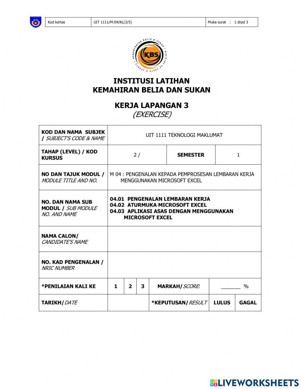 UIT 1111 Kerja Lapangan 3