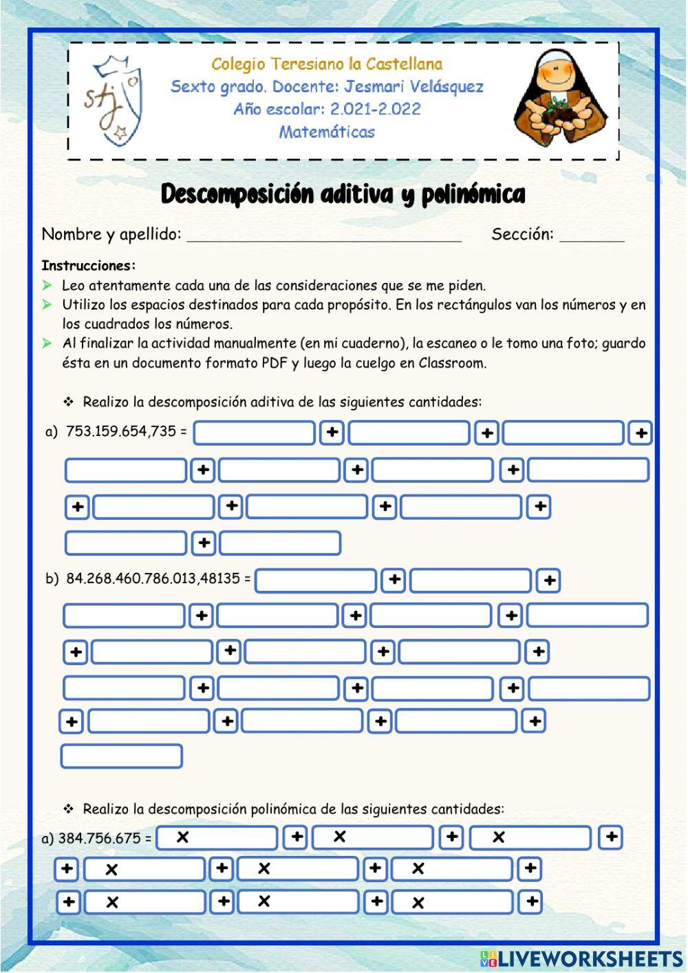 Descomposición aditiva y polinómica