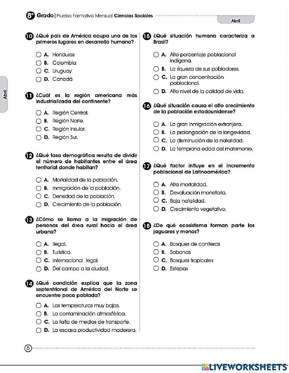 Prueba formativa de ciencias sociales