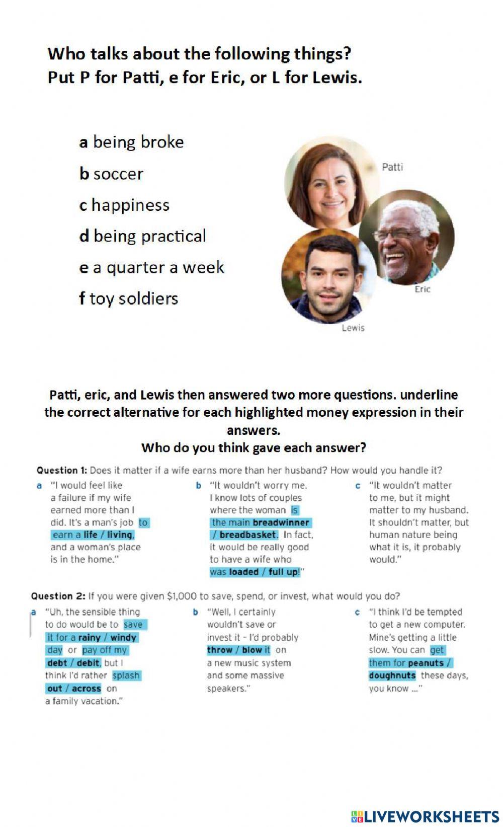 Money - Class conversation