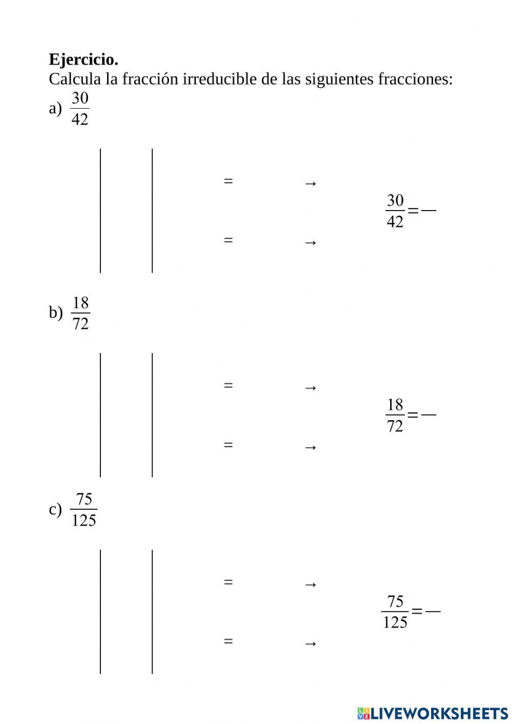 Simplificación de fracciones