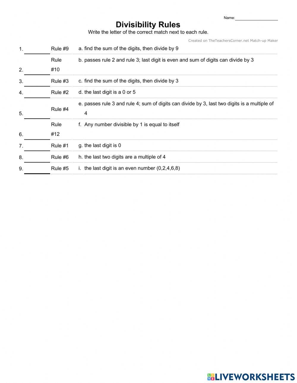 Divisibility Rules