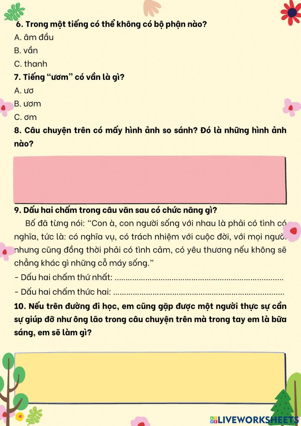 Ôn tập giữa học kì I