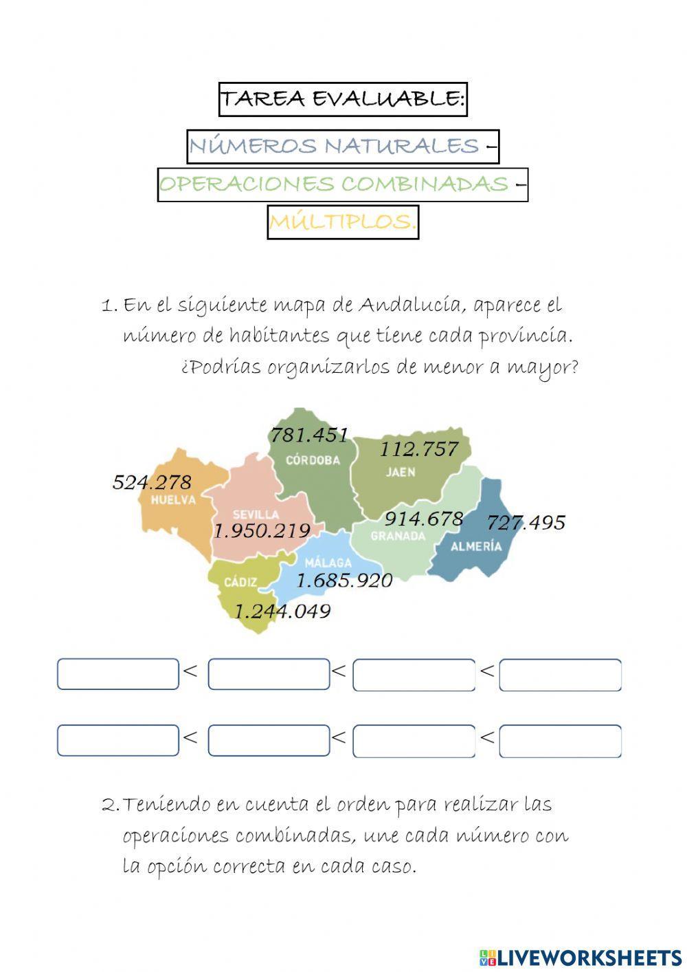 Números naturales. operaciones combinadas