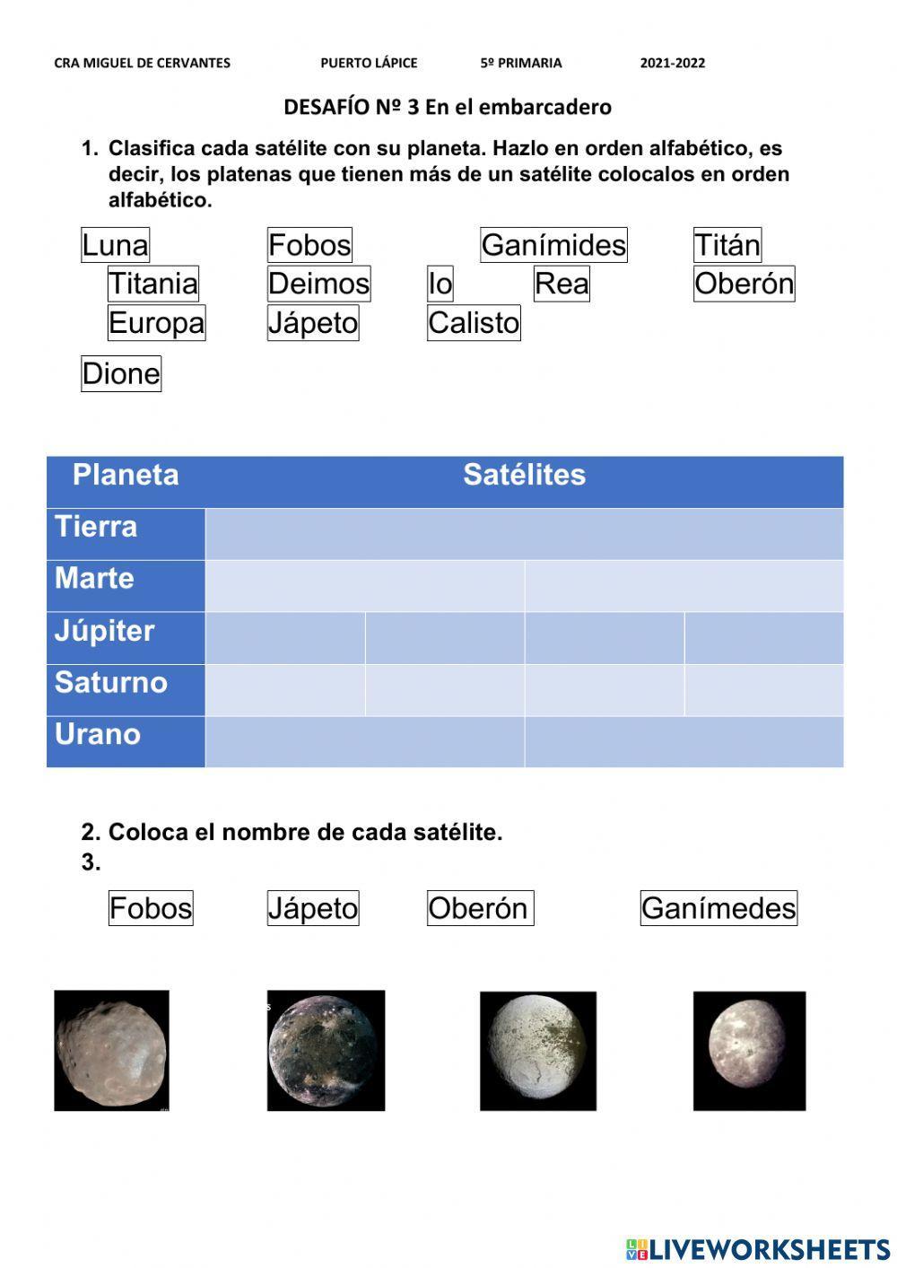 Planetas y sus satélites