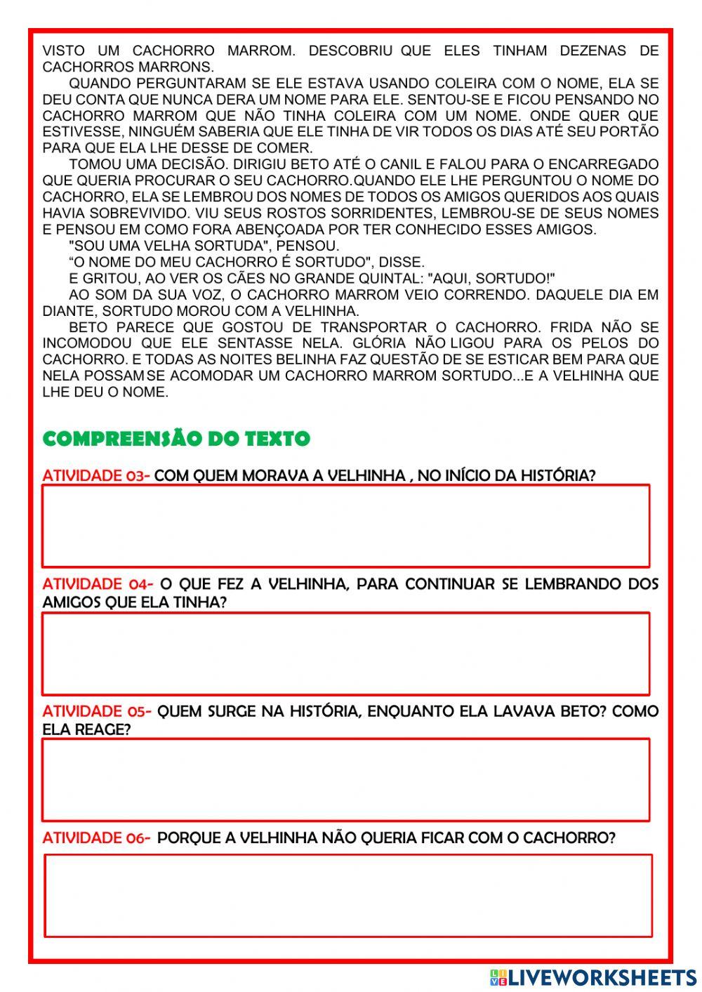 Leitura e interpretação de texto de memória