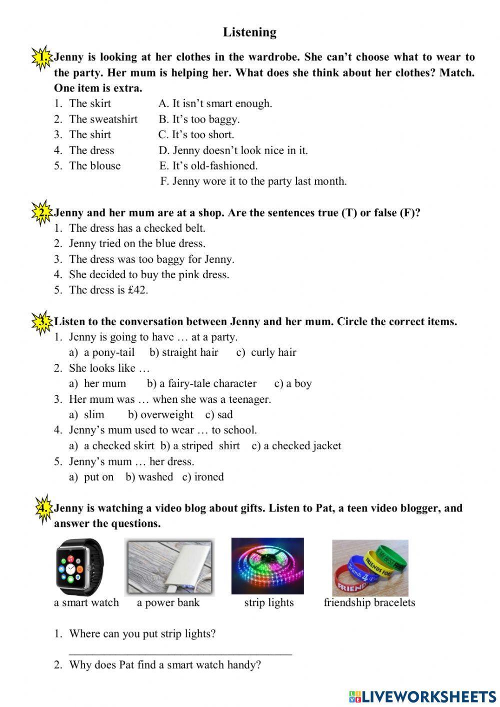 Form 7 Unit 2 Listening Version A