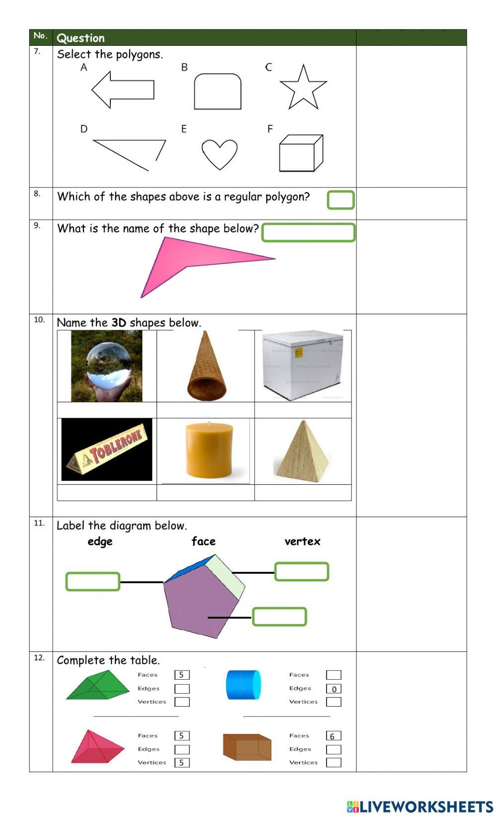 2nd Math test worksheet | Live Worksheets