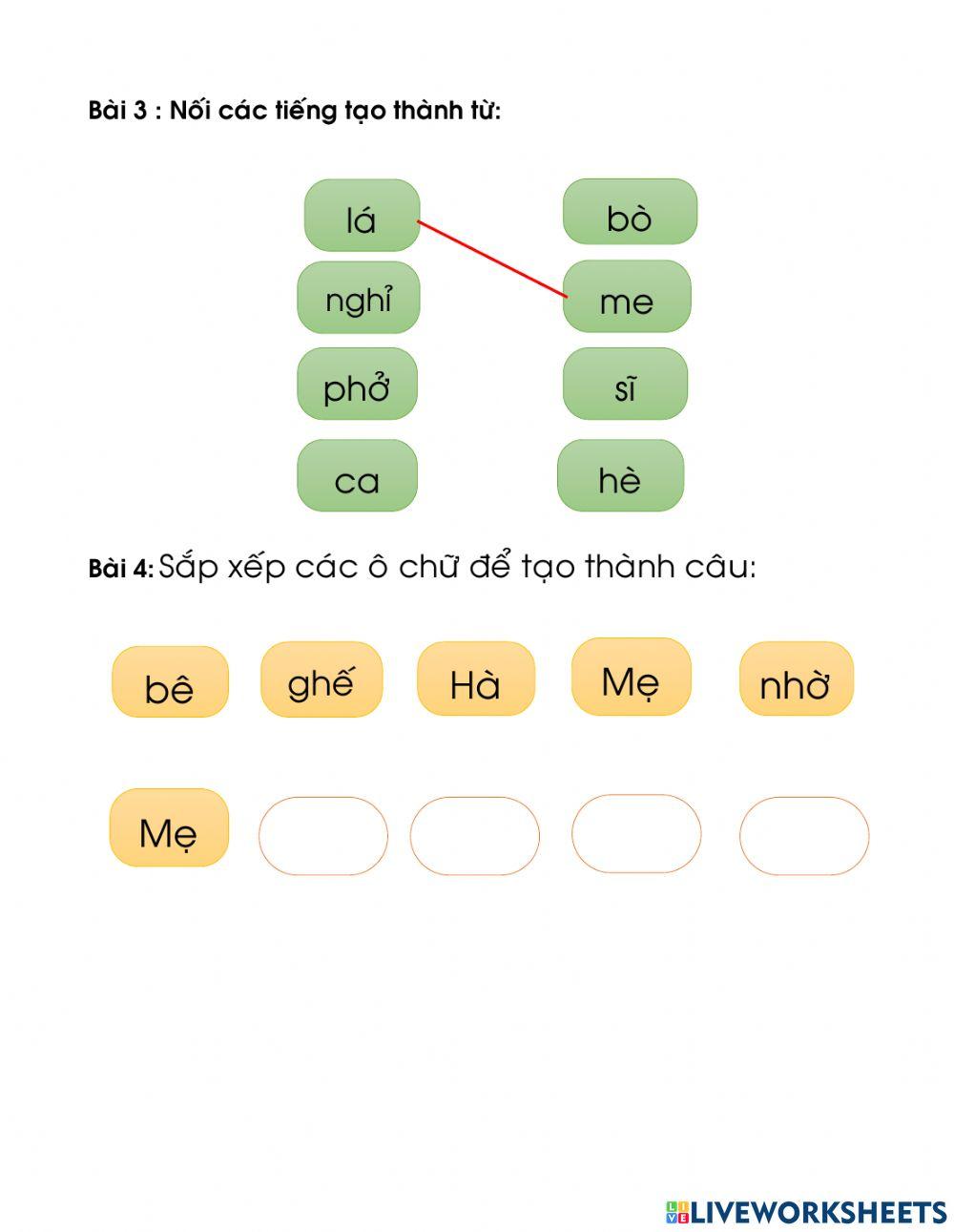 Bài tập Tiếng Việt