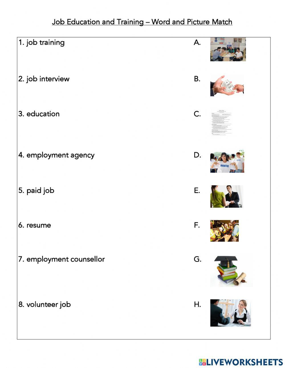 Job Education & Training Vocabulary