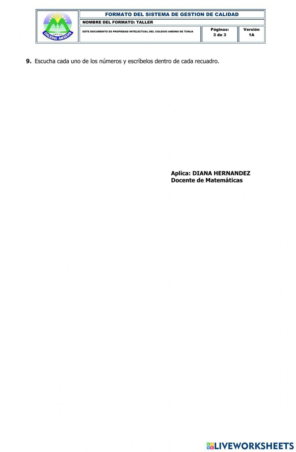 Taller de números de 5 cifras