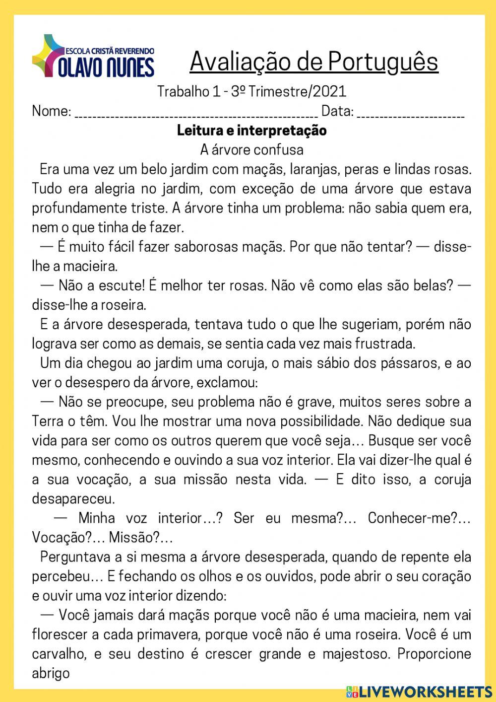 Avaliação de Português