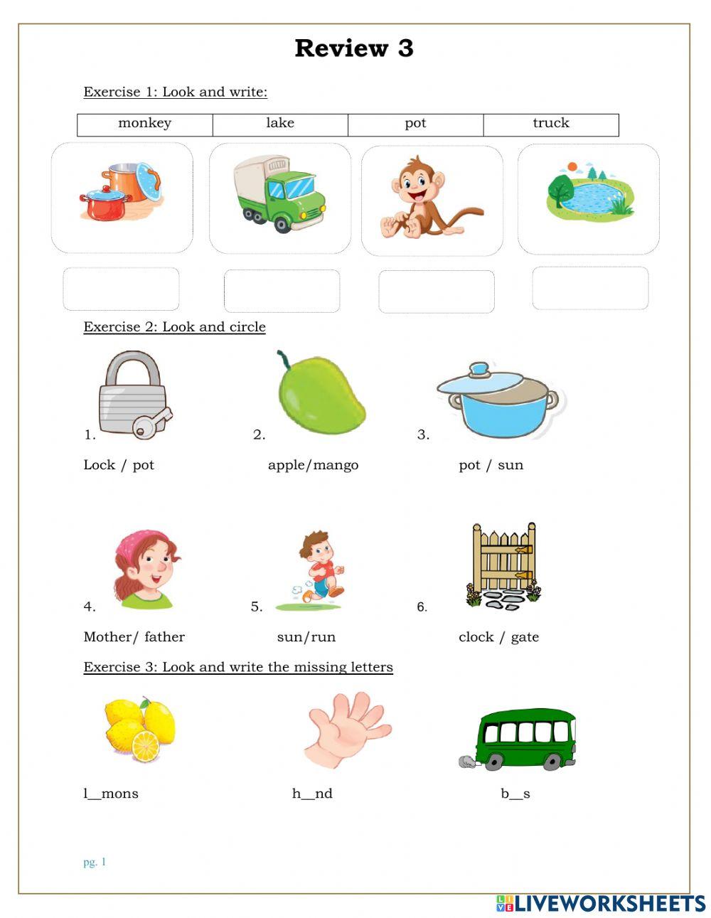 Grade 1 - REVIEW 3 worksheet | Live Worksheets