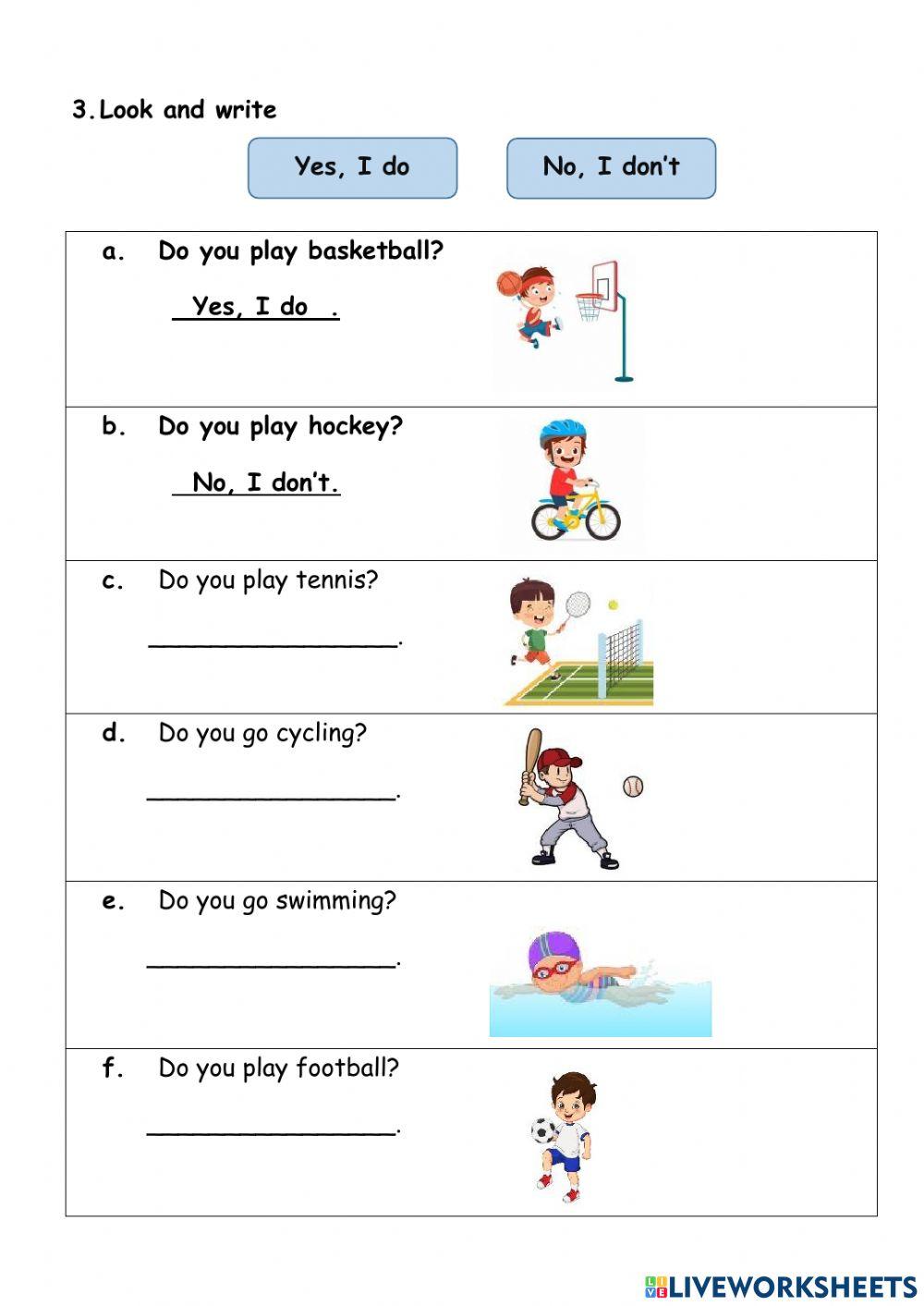Worksheet - Unit 1 - Move your body