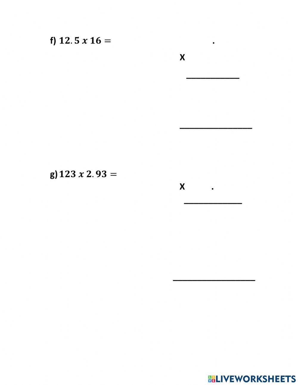 Numeros enteros por decimales y fracciones