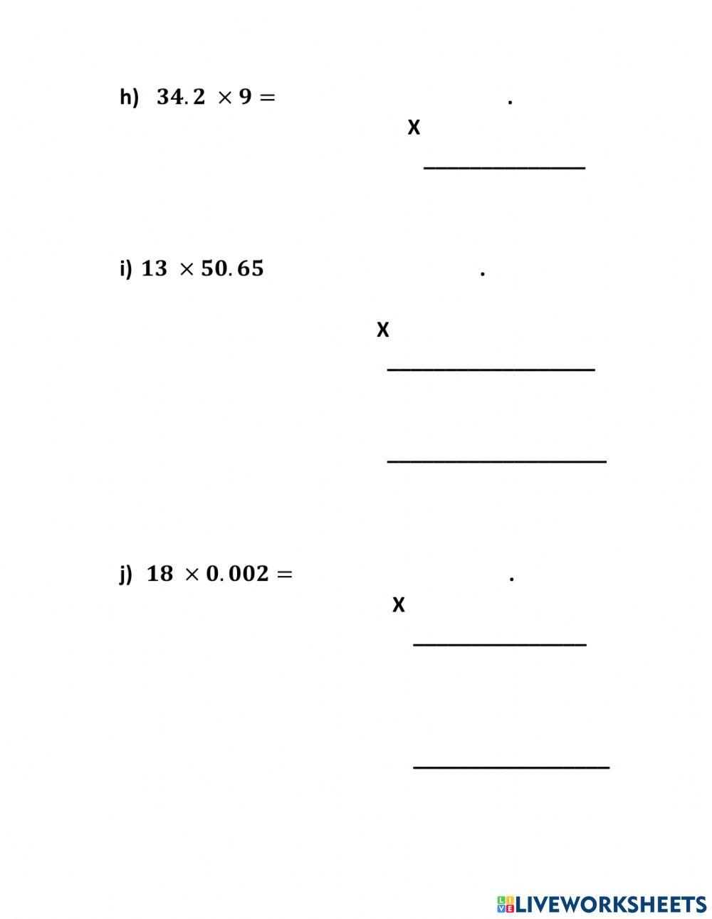 Numeros enteros por decimales y fracciones