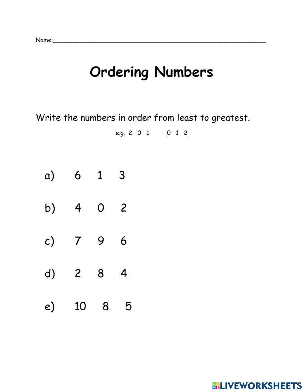 Ordering Numbers