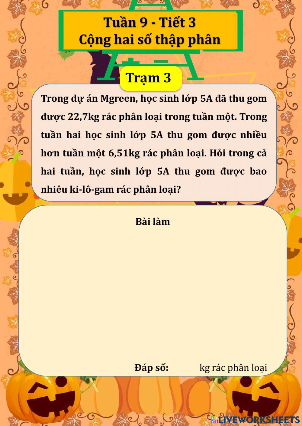 Tuần 9 - Tiết  3 - Cộng hai số thập phân