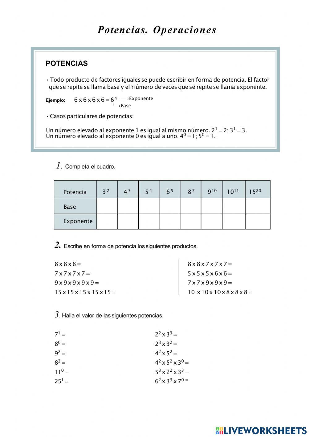 Potencias Potencias
