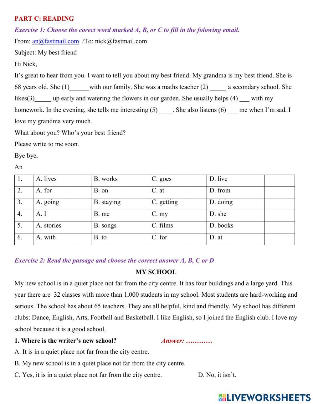 Grade 6 Mid-term test revision cont.3