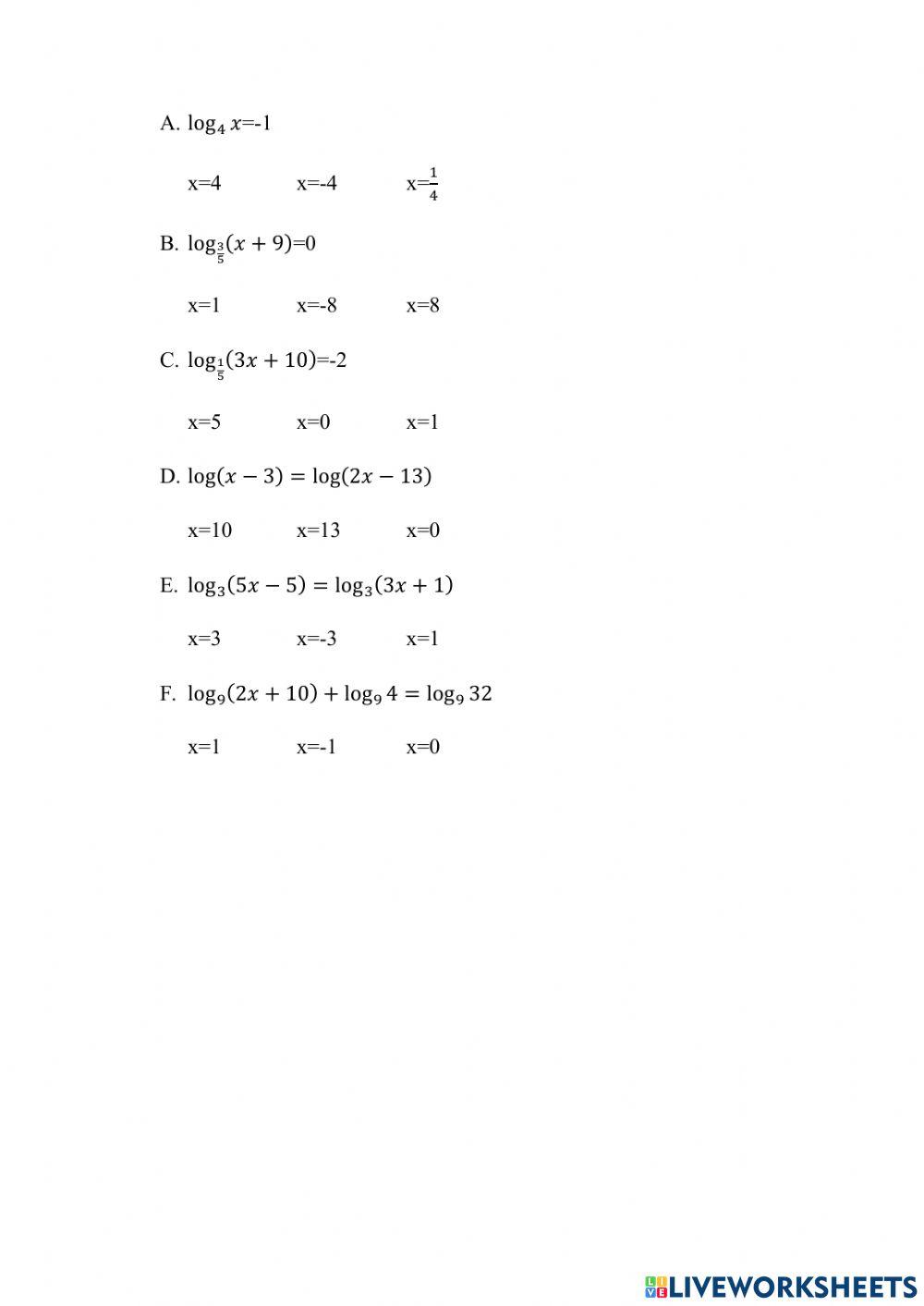 Ecuaciones con logaritmos