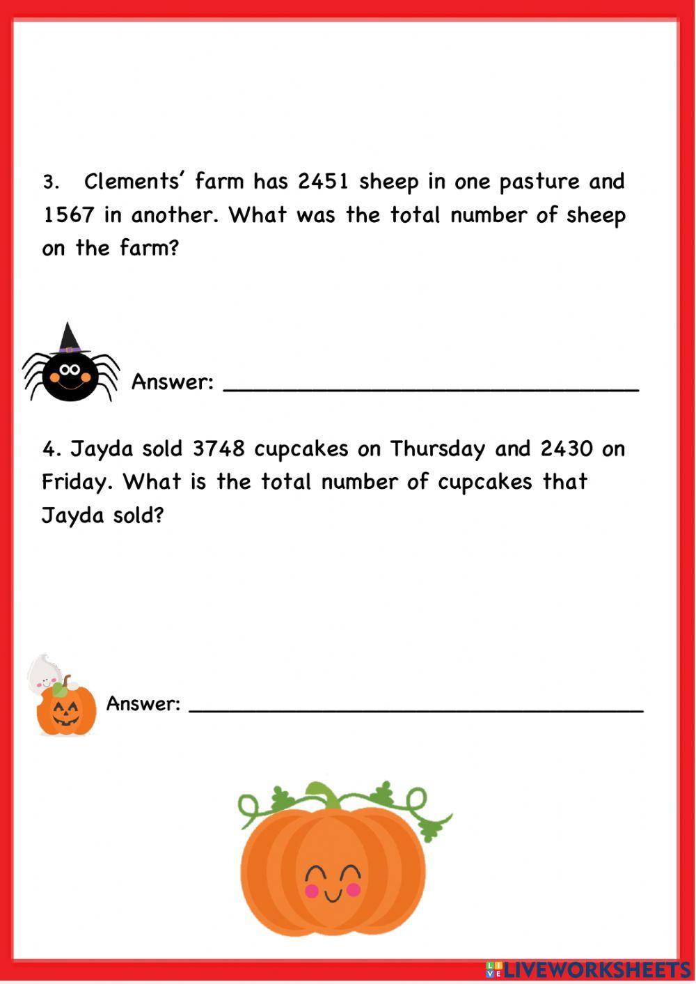 Addition without Regrouping Problem Solving