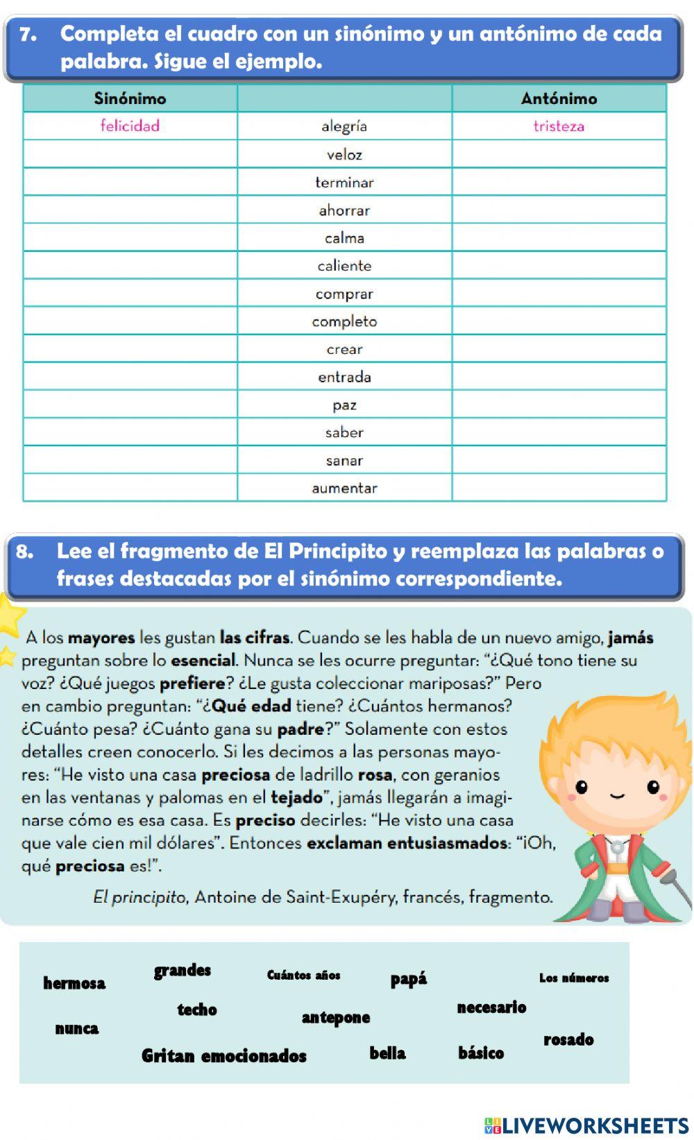 Sinónimos y Antónimos