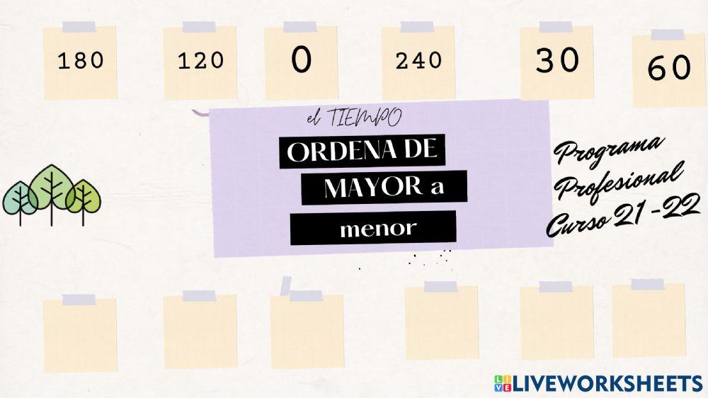 Ordena mayor menor