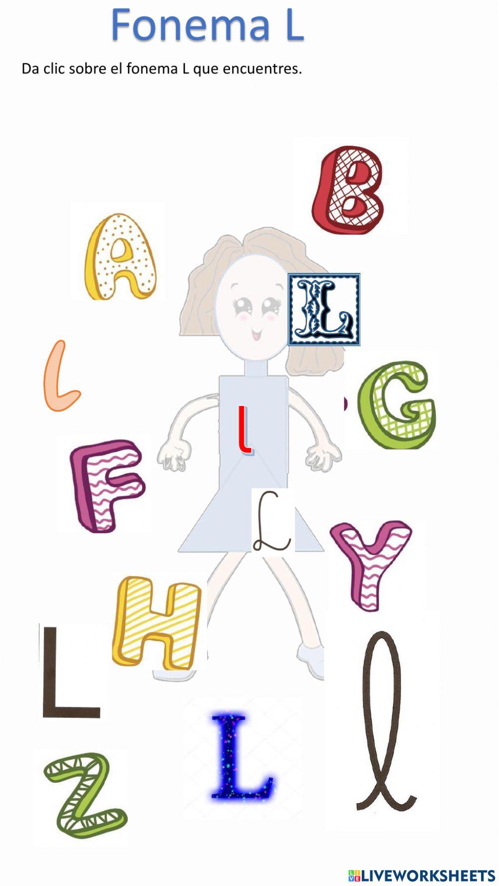 Da clic sobre el fonema L que encuentres.