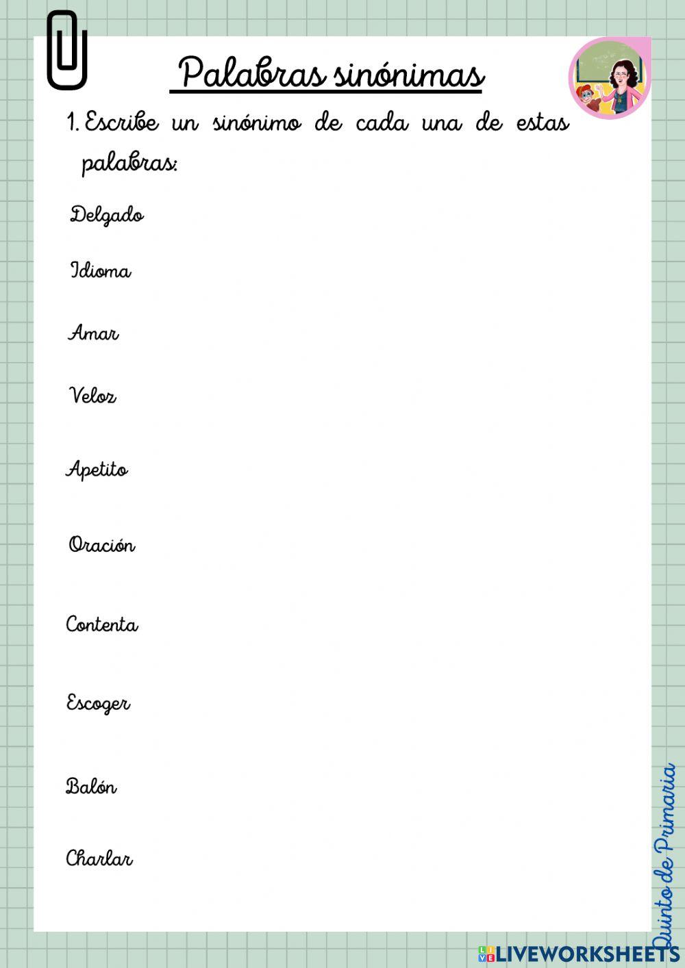 Palabras sinónimas
