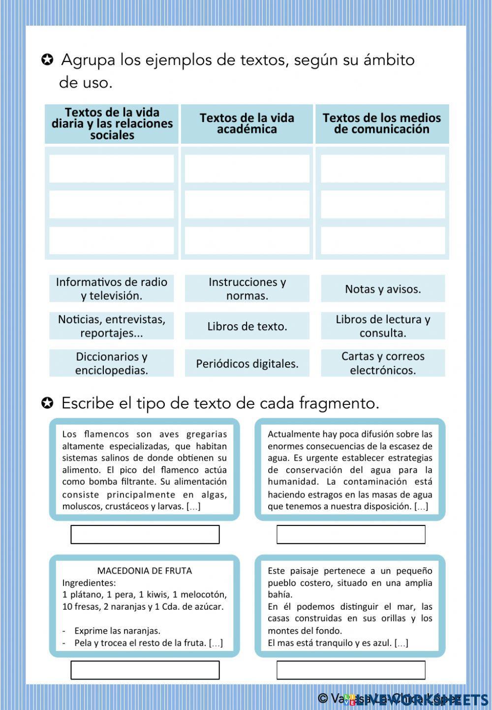 El texto y sus clases