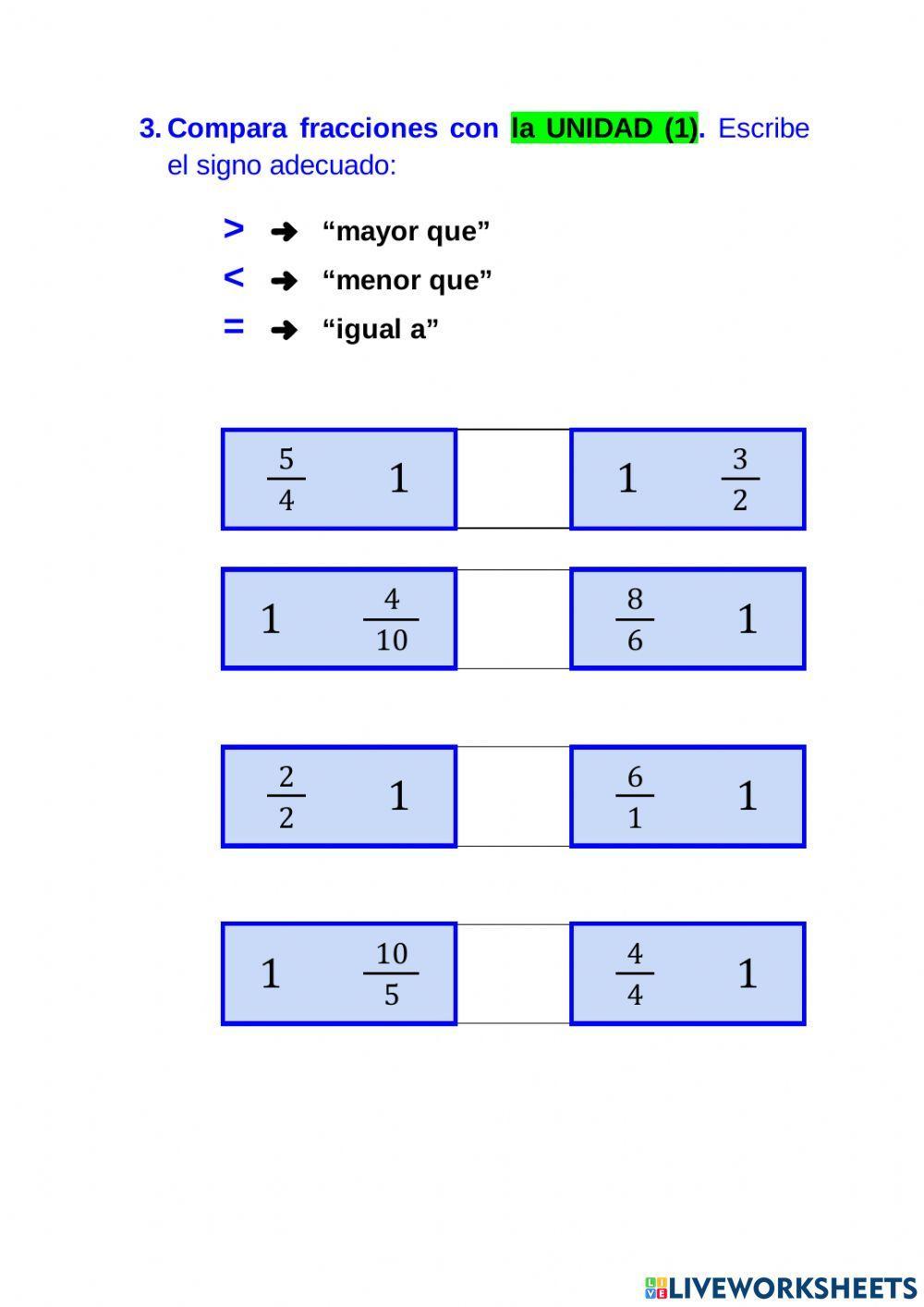 COMPARAR y ORDENAR FRACCIONES