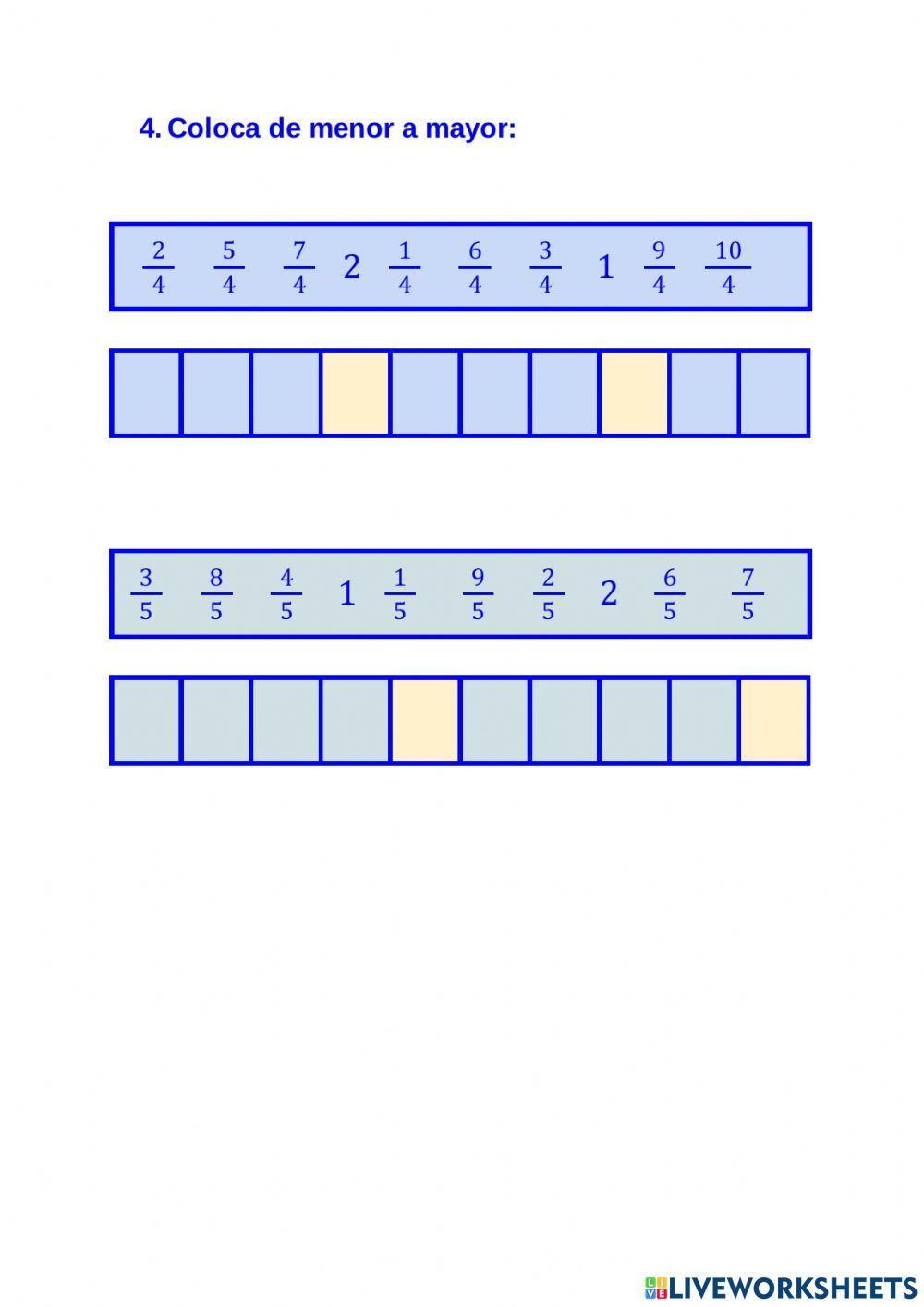 COMPARAR y ORDENAR FRACCIONES