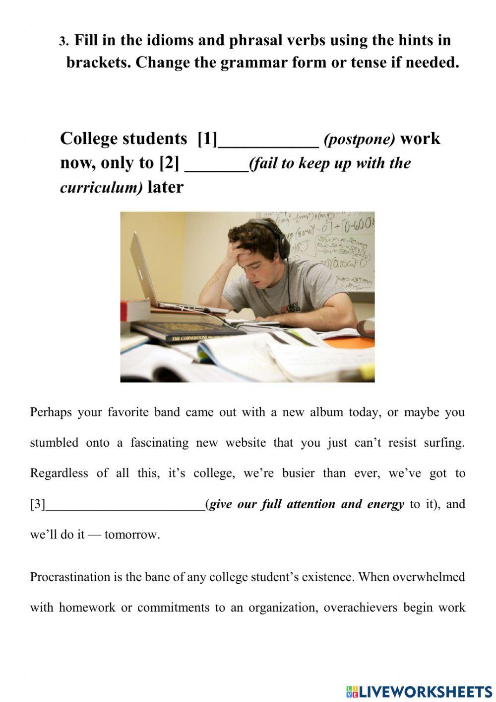 Test on Phrasal Verbs, Idioms and Collocations