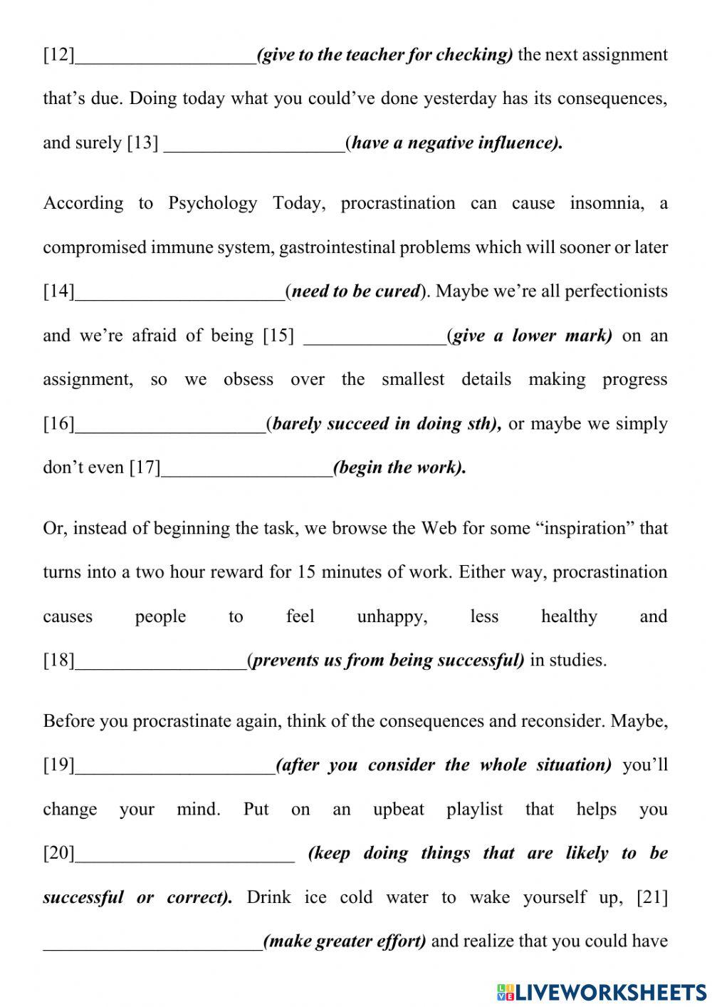 Test on Phrasal Verbs, Idioms and Collocations