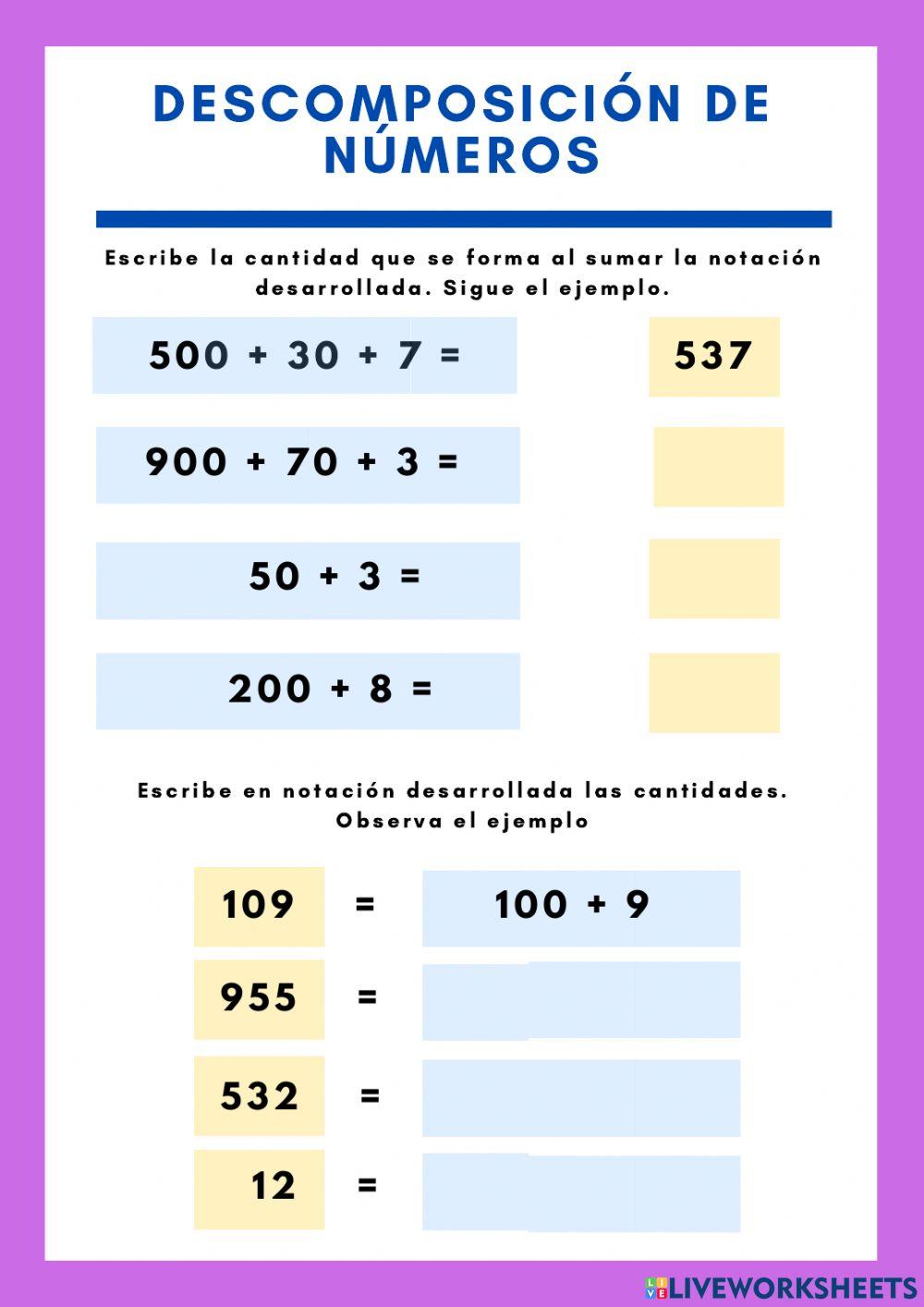 Descomposición de números