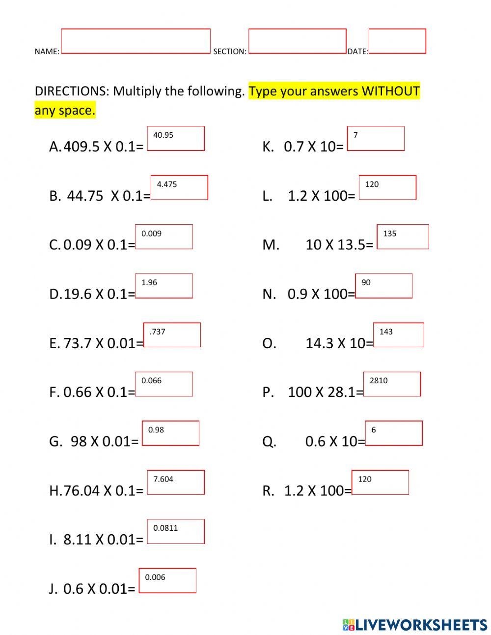 Math interactive worksheets worksheet | Live Worksheets