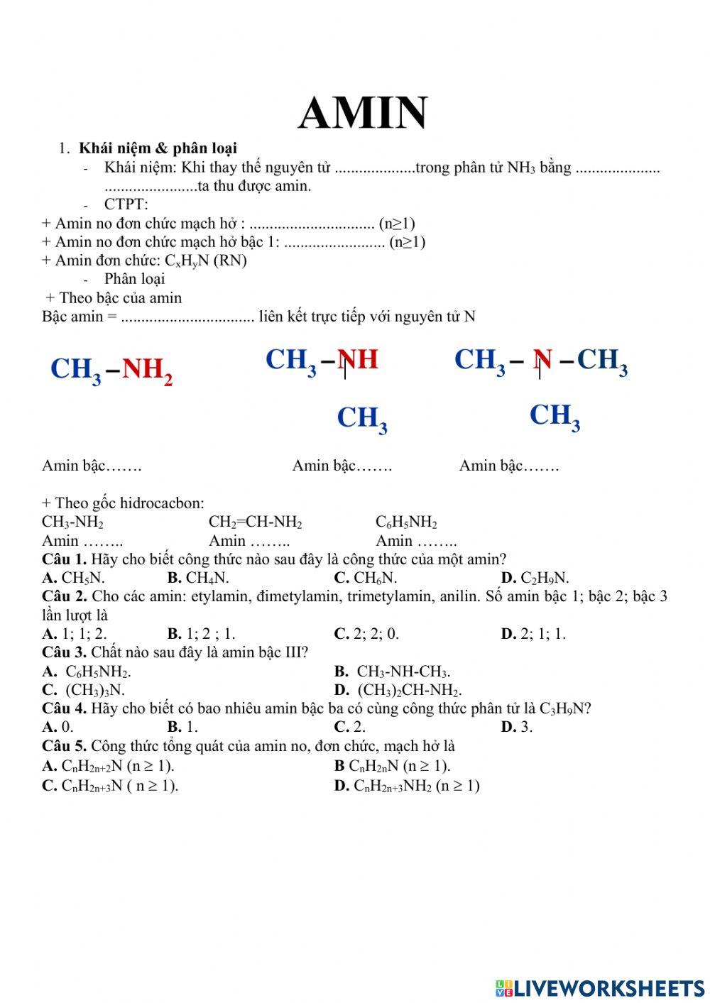 Amin khái niệm phân loại