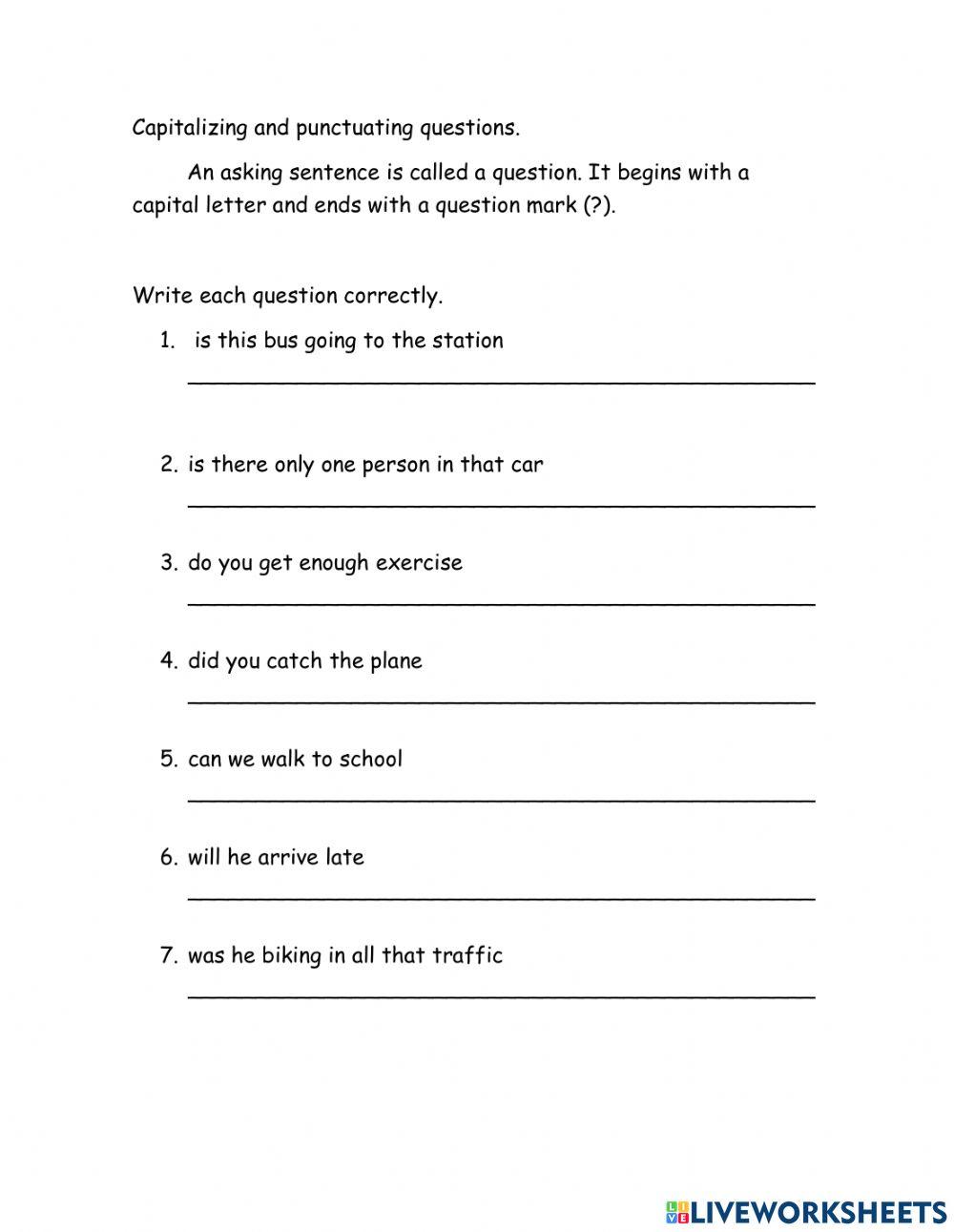 Writing exercise English as a Second Language (ESL) activity Live