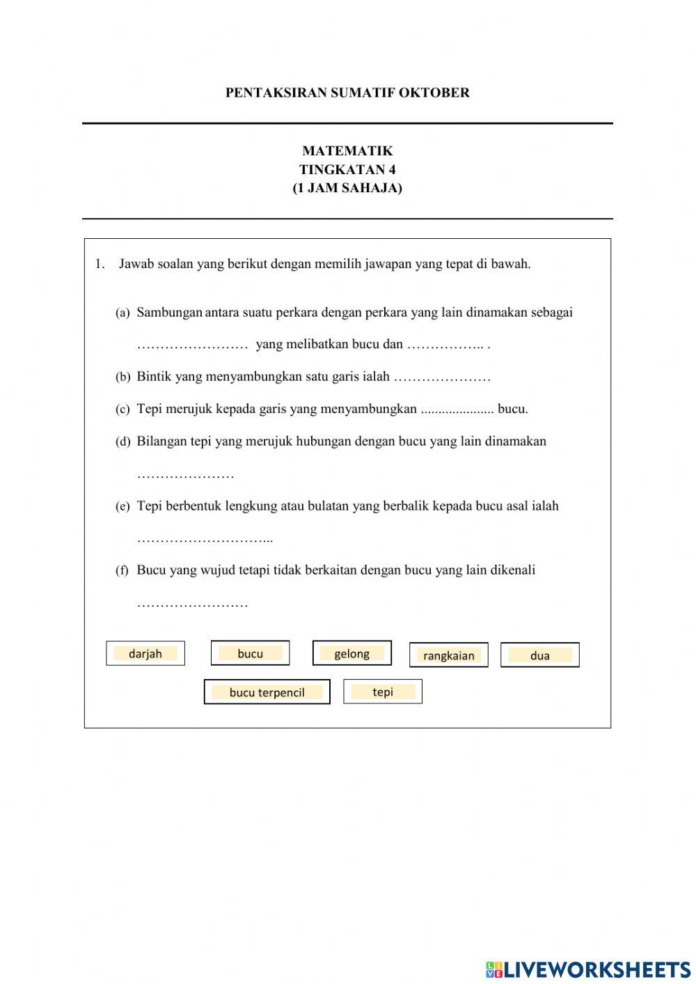 Pentaksiran sumatif 3 oktober