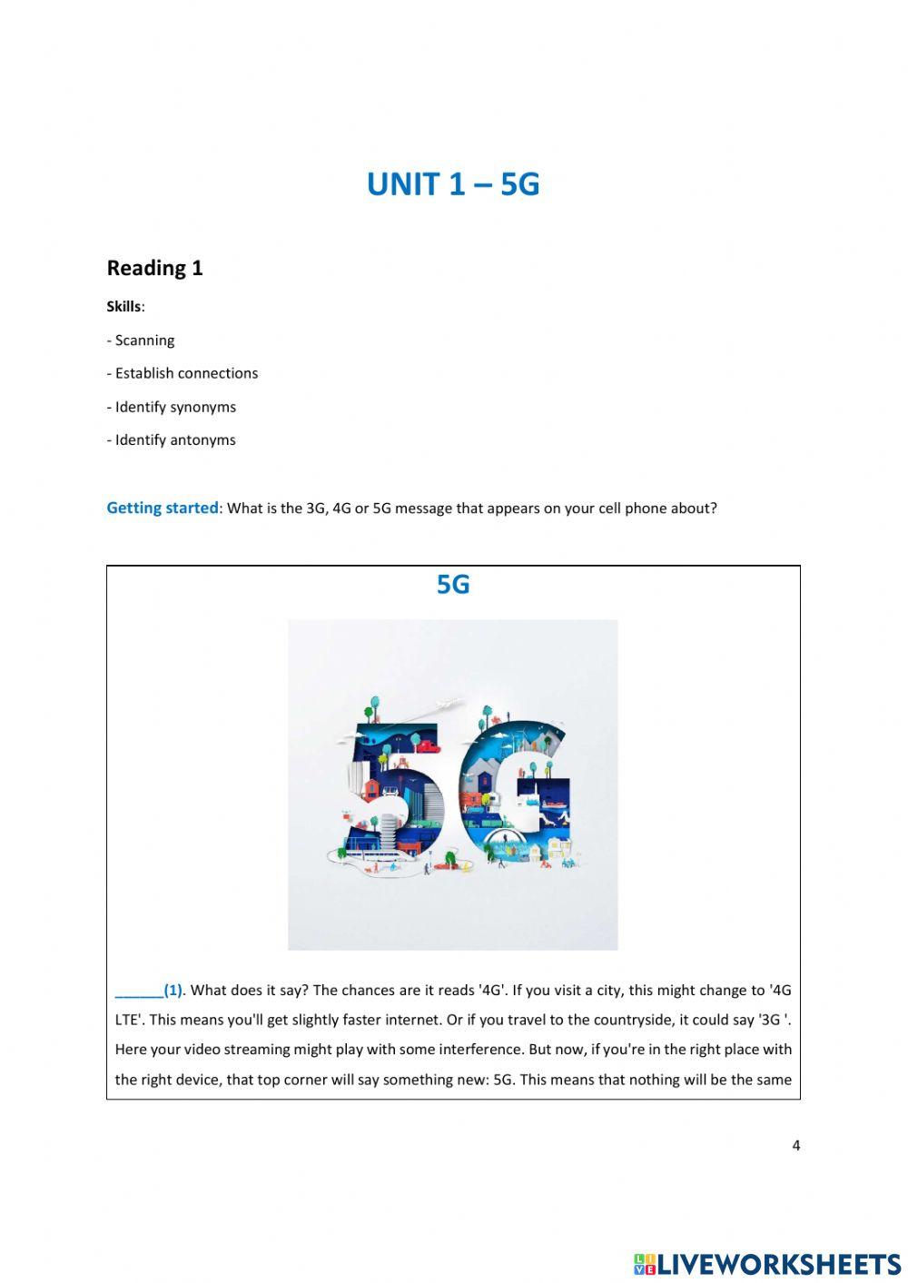 Unit 1 Reading 1 5G