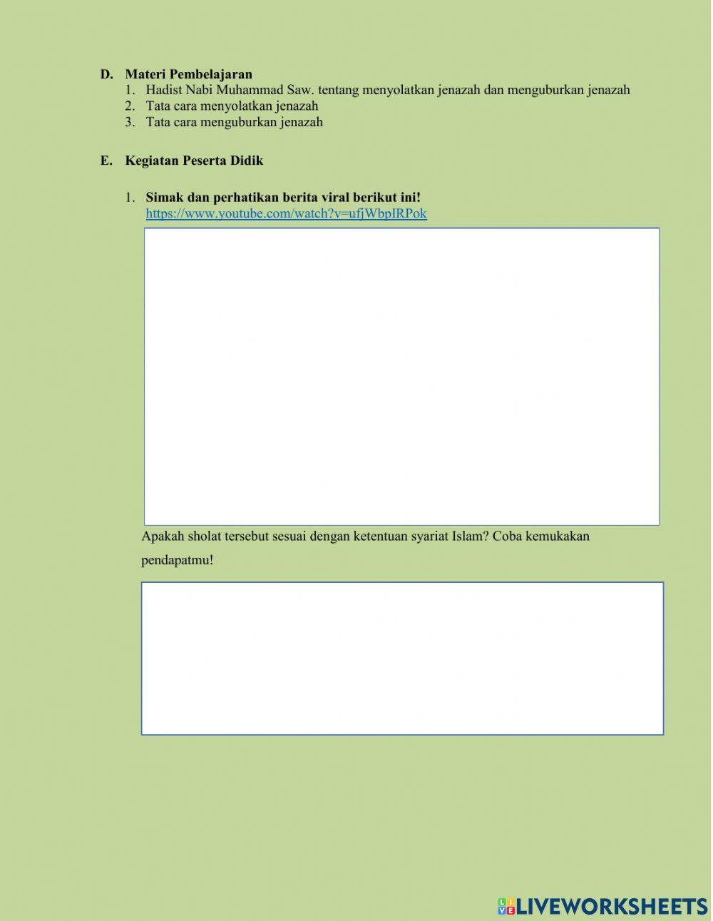 Pengurusan Jenazah Sub Materi Menyolatkan dan Menguburkan Jenazah