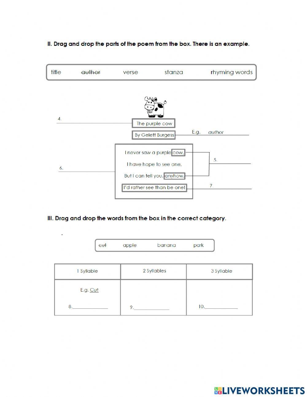 2nd Grade October Quiz worksheet | Live Worksheets