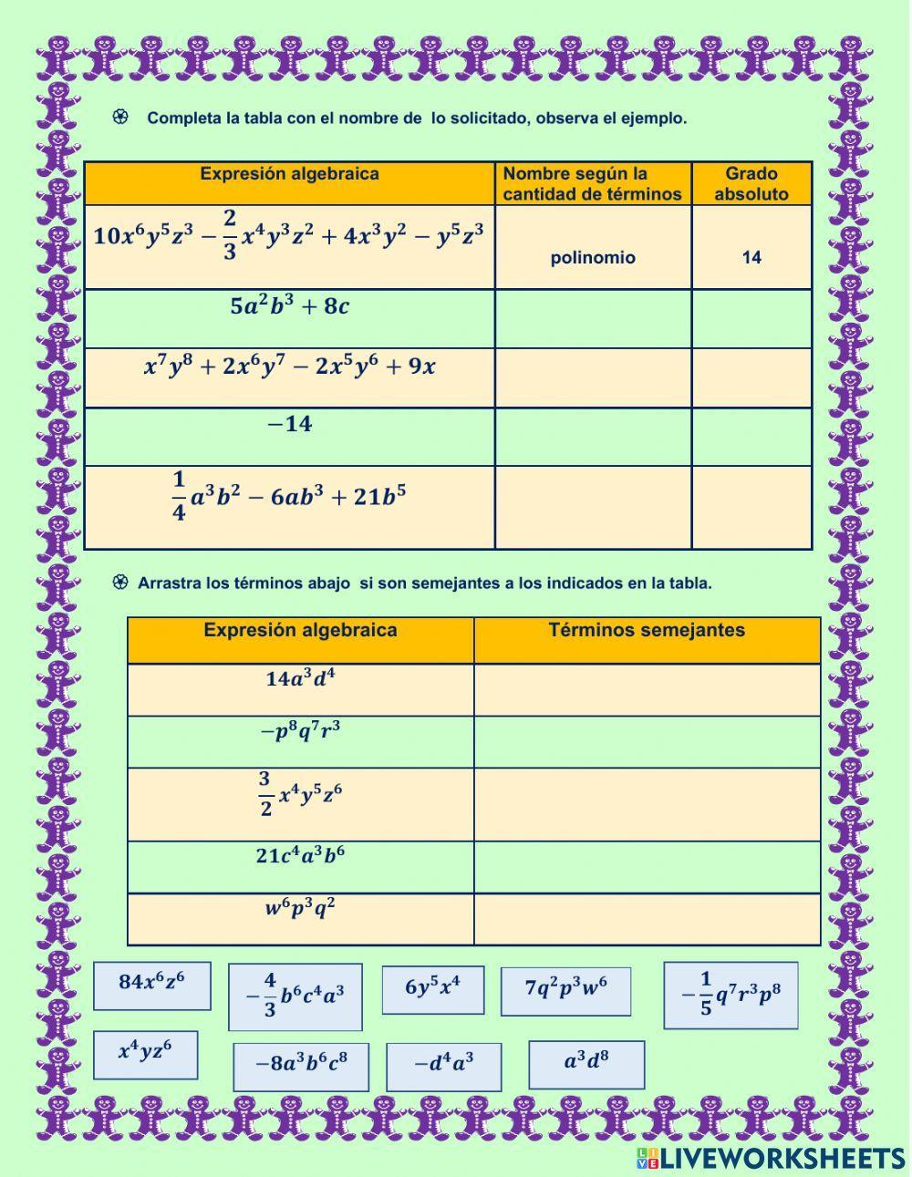 Traducción de lenguaje verbal a lenguaje algebraico, clasificación de las expresiones algebraicas según la cantidad de términos