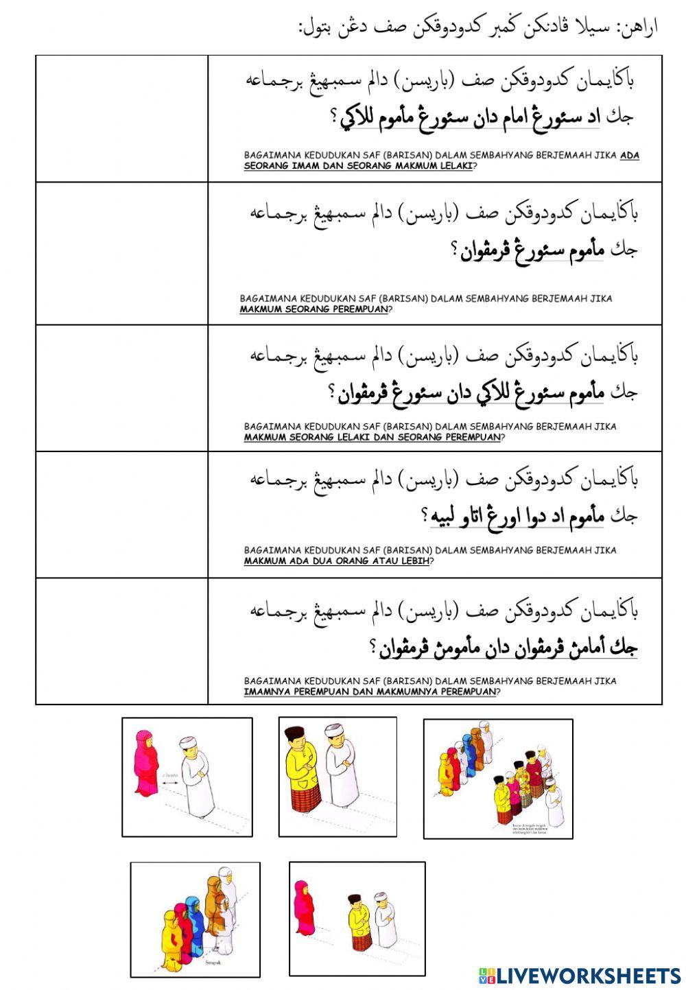 Latihan Amali: Pengenalan Sembahyang Berjemaah.