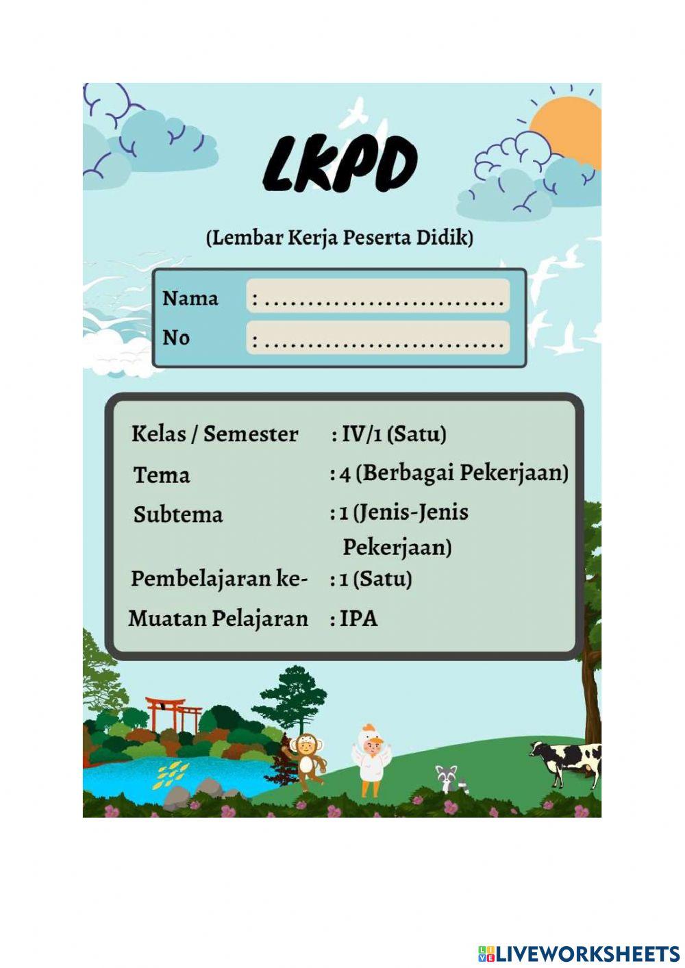 LKPD IPA Kelas 4 Tema 4 Subtema 1 Pembelajaran 1