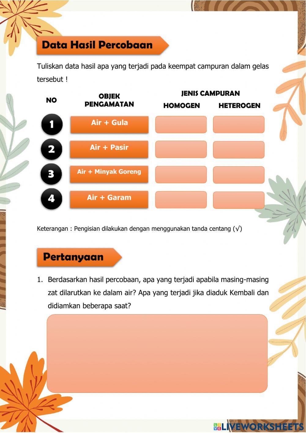 LKPD Klasifikasi Materi dan Perubahannya