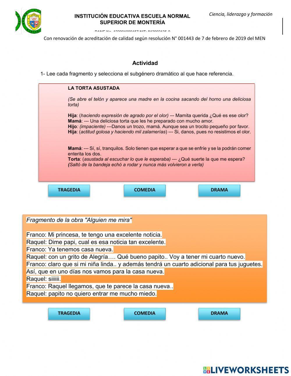 Subgéneros dramáticos