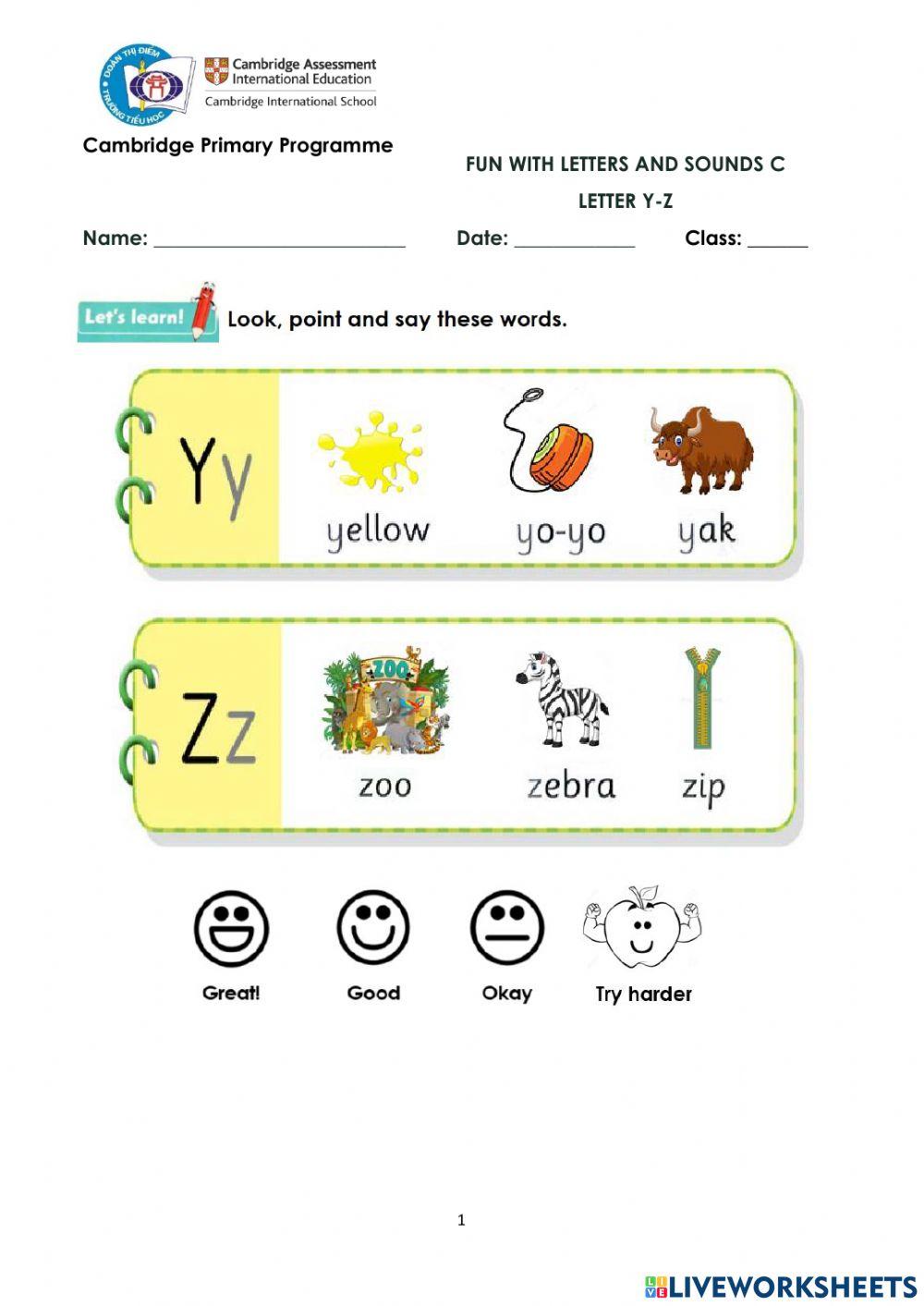 FWLS C-Letter Y-Z-WS-HW